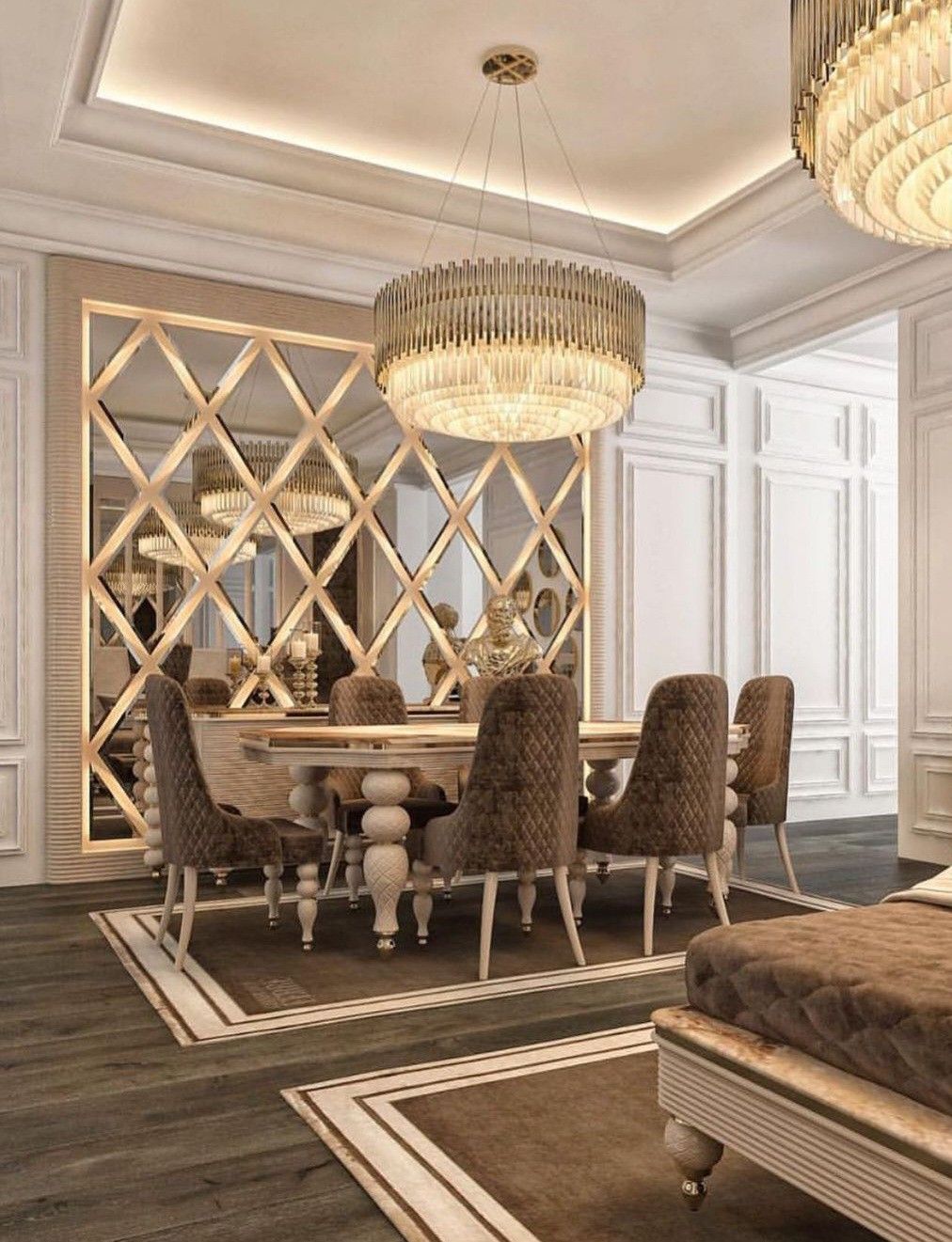 Modern Family Dining Nook featuring Concentric Ring LED Chandelier #30